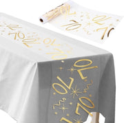 Decorazione per tavola personalizzabile per 70 anni, 28 cm x 10 m, decorazione per tavola, striscia decorativa personalizzabile, dorata, per uomini e donne, per un festa di compleanno o un festa di anniversario, 70