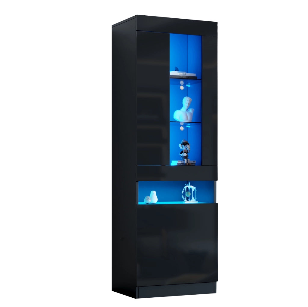 Vetrina LED USB in truciolare 50x40x180 cm; nera