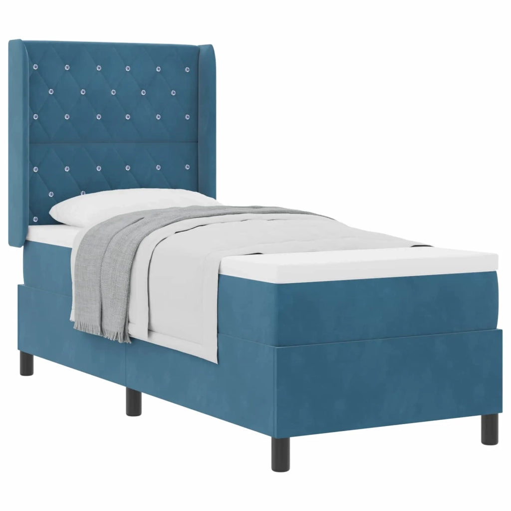 Letto a molle con materasso Blu 80 x 200 cm Velluto 3341928