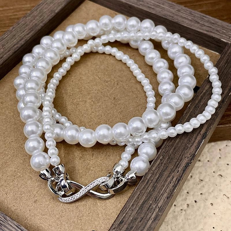 Collana doppia di perle staccabile, realizzata a mano, regalo di Natale o compleanno.