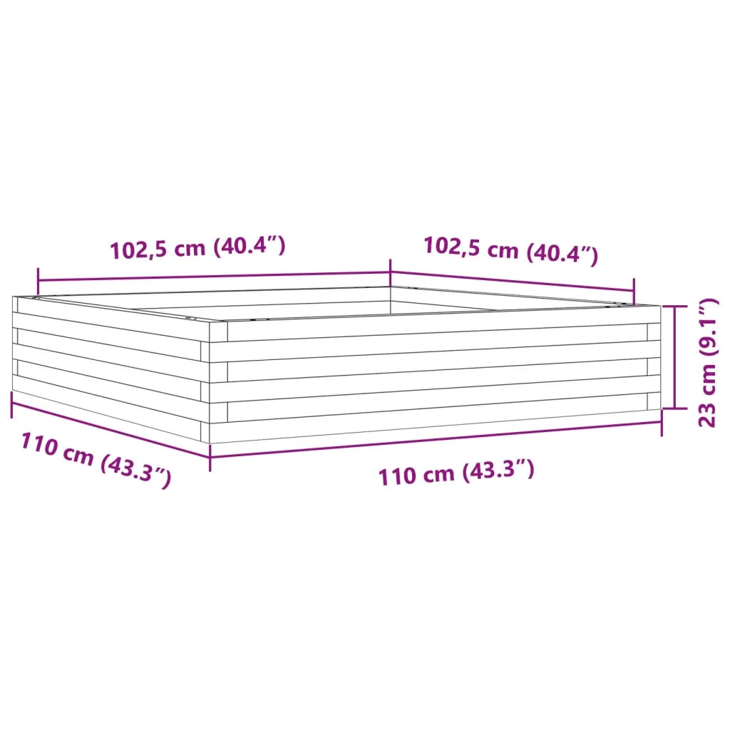 Fioriera Giardino Marrone Cera 110x110x23cm Legno Massello Pino 847215
