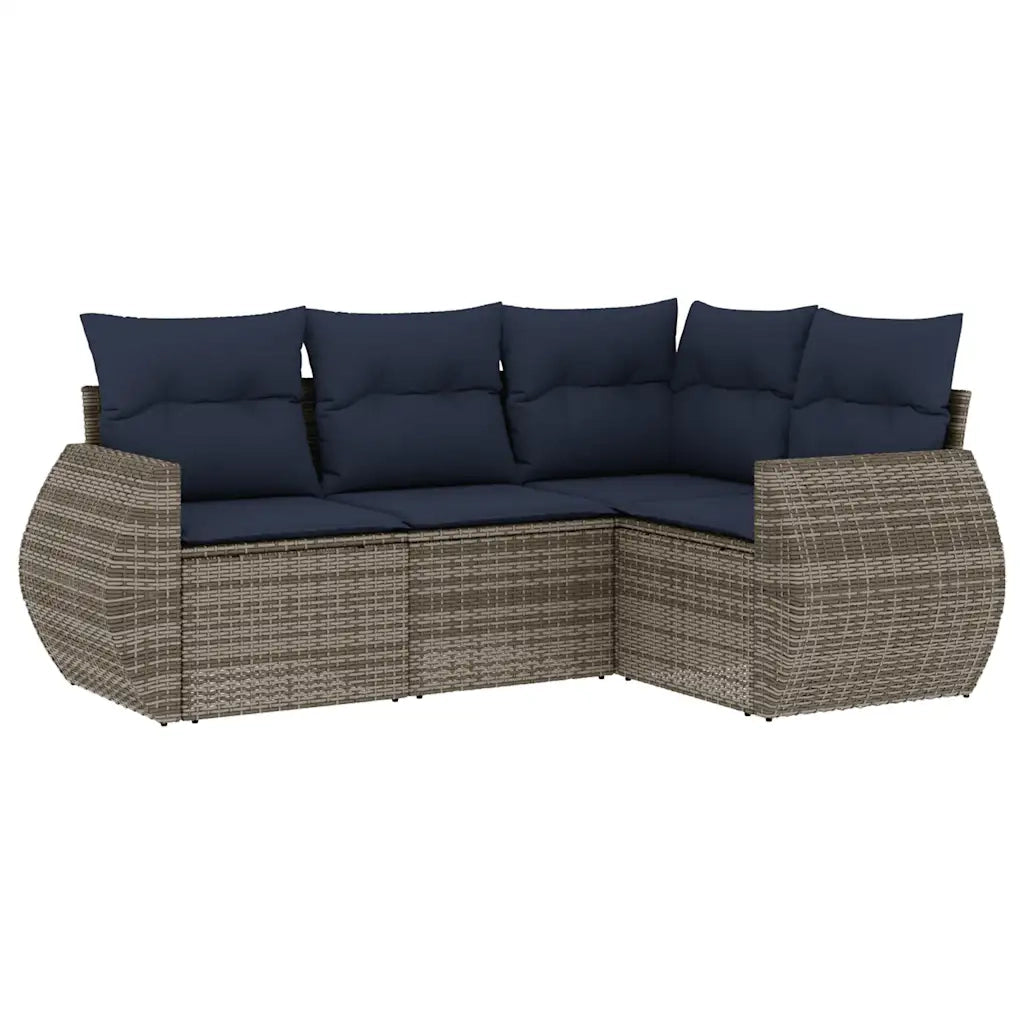 Set Divani da Giardino 4 pz con Cuscini Grigio in Polyrattan 3221310