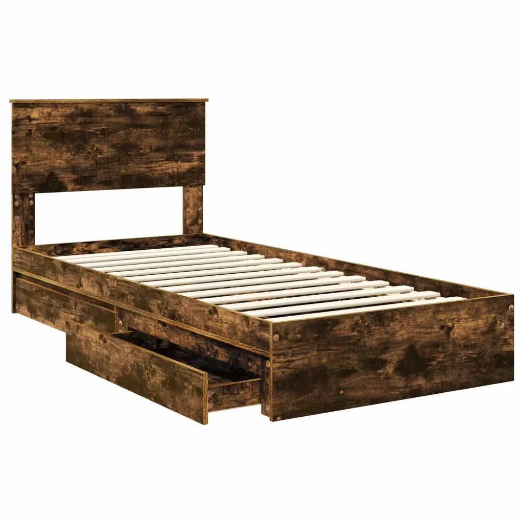 Letto con Contenitore Rovere fumé 90 x 200 cm Legno multistrato