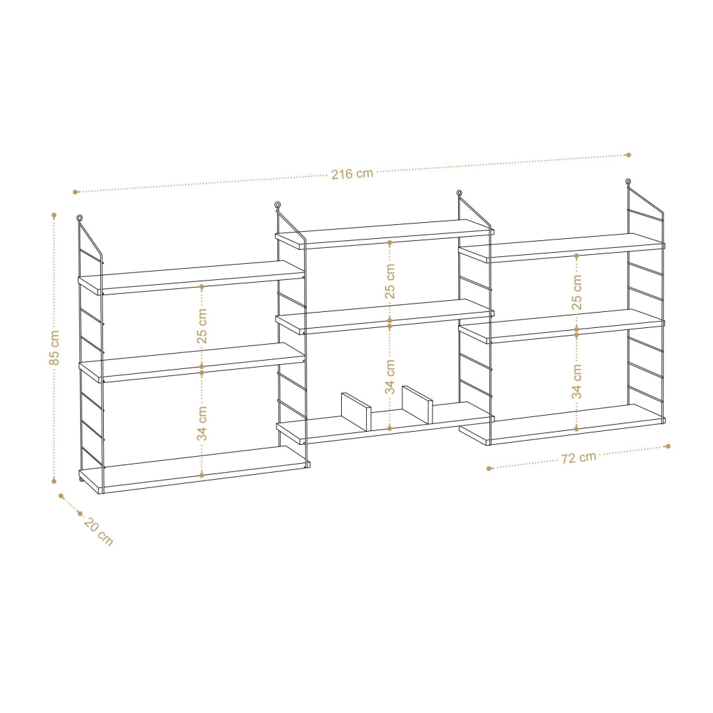 Libreria in legno "Laba" - 216 x 20 x 85 cm - Rovere