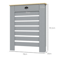Copritermosifone a Doghe 78x19x95.5 cm Copricalorifero a Griglia con Cassetto in MDF Grigio