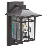 Lampada da parete esterna in metallo nero e vetro con sensore di movimento 30 cm esterno giardino stile retrò