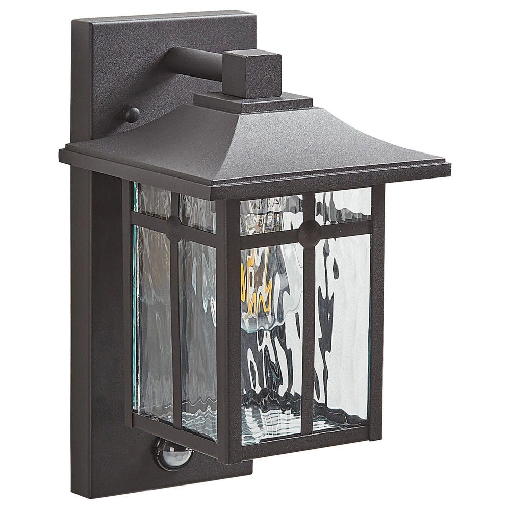 Lampada da parete esterna in metallo nero e vetro con sensore di movimento 30 cm esterno giardino stile retrò