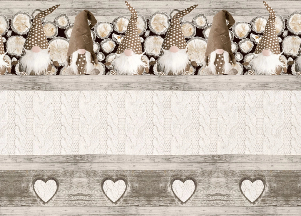 Copripiumino Sacco Piumone Pensieri Delicati 100% Cotone Disegno Gnomi - Singolo - Beige