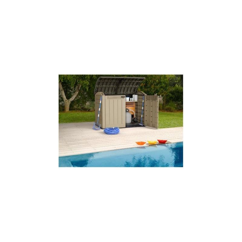 Box Contenitore da Giardino Keter Store-It-Out Ultra - Beige - 2000L con Pistoni Automatici 114x133x42