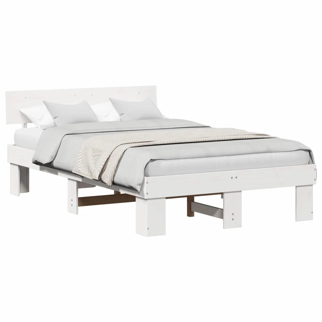 Struttura del letto Bianco 135 x 190 cm Pino massello