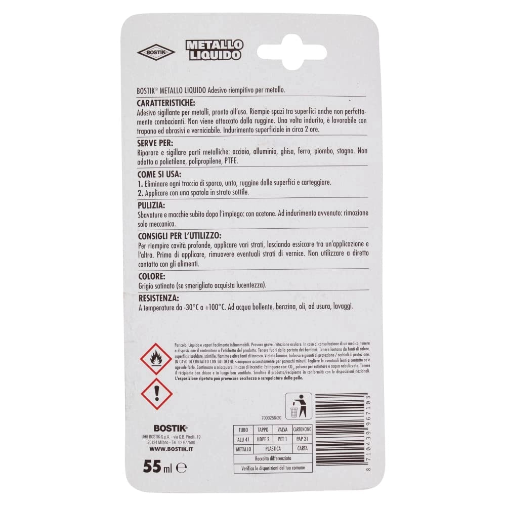 Bostik Metallo Liquido 55 g 2 Pezzi