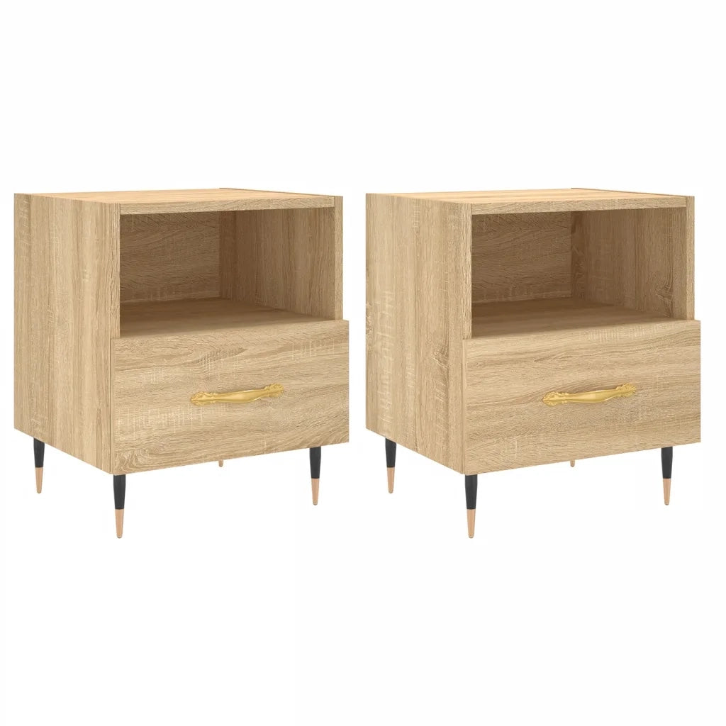 Comodini 2 pz-Set di 2 Tavolino da notte Rovere Sonoma 40x35x47,5 cm in Legno Multistrato 445298