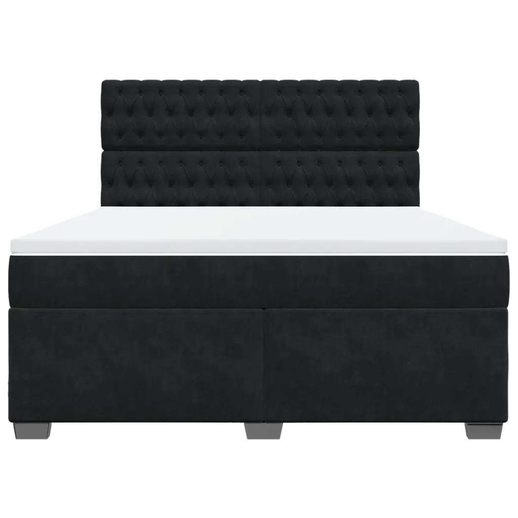 Giroletto a Molle con Materasso Nero 180x200 cm in Velluto 3290986