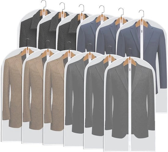 Set di protezioni per abiti, 12 protezioni per abiti con cerniera, 60 x 100 cm protezione per abiti trasparente respirabile per abiti da sera e giacche, protezioni per abiti, protezione per abiti impermeabile.