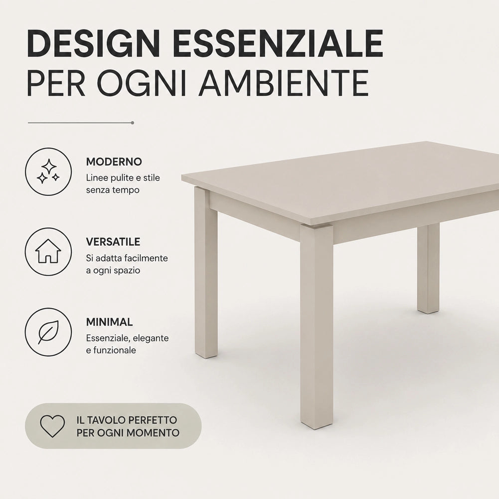Tavolo da Pranzo 120x80 Allungabile fino a 170 cm Rettangolare in Legno Sabbia