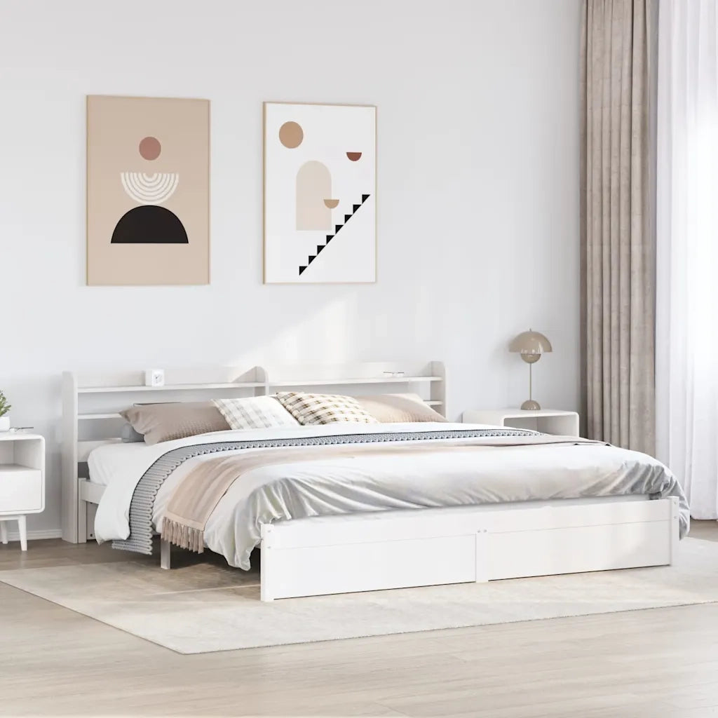 Giroletto con Testiera senza Materasso Bianco 200x200 cm