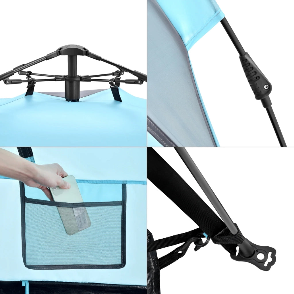 Tenda da spiaggia a montaggio immediato 215 x 135 x 140 cm azzurro grigio scuro 03_0008735