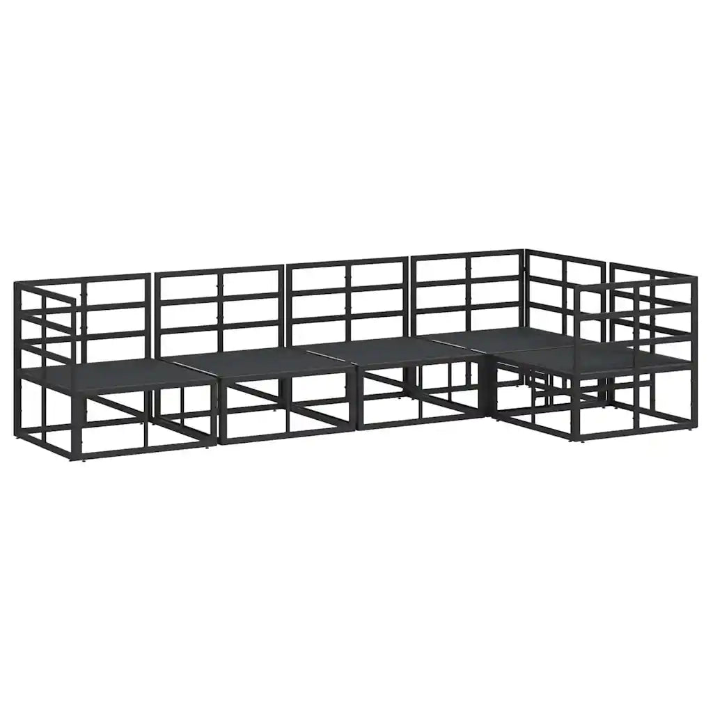 vidaXL Set Divano da Giardino con cuscino 5 pcs Nero Alluminio