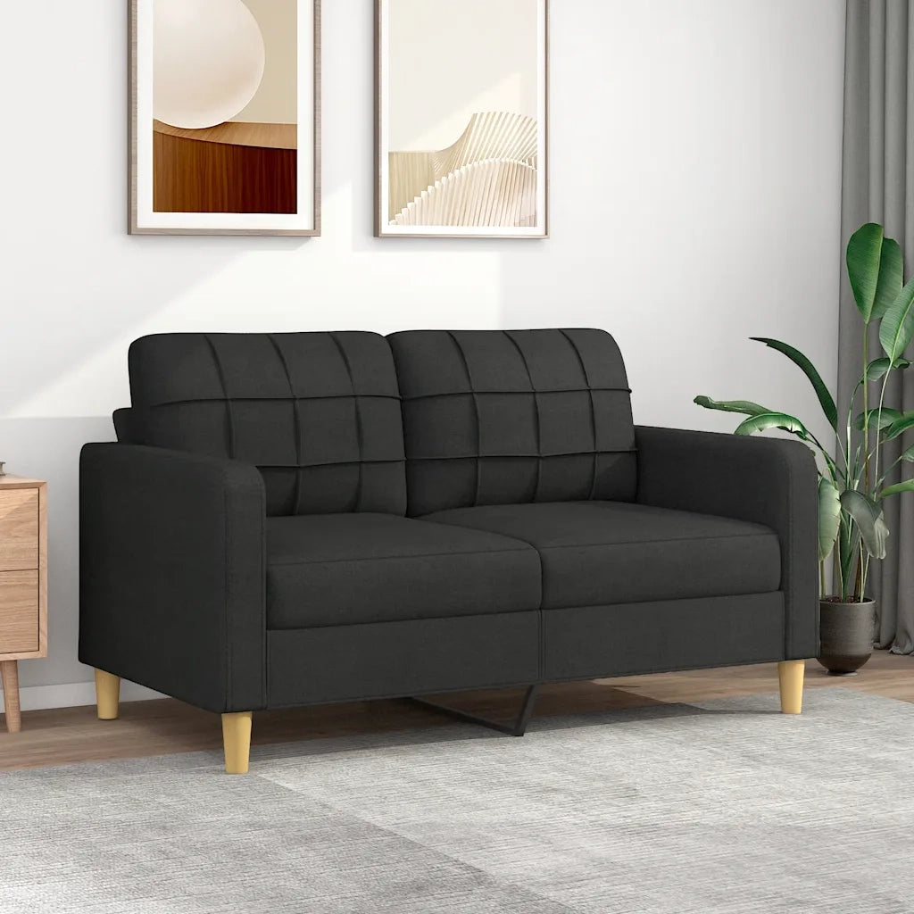 Divano | Divano da soggiorno | Sofa a 2 Posti Nero 120 cm in Tessuto