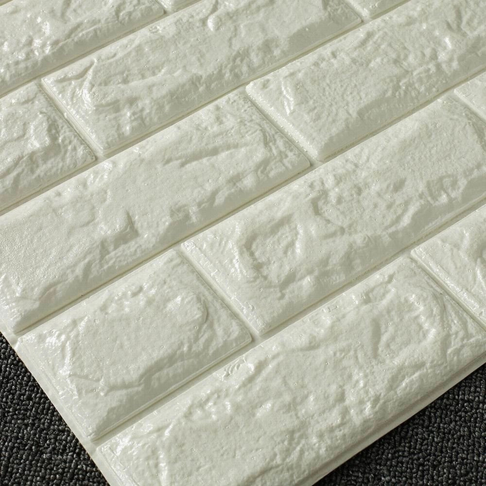 Trade Shop - Pannello Adesivo Per Parete Decorazione Effetto Pietra Muro 3d 70 X 60 Cm Bianco -