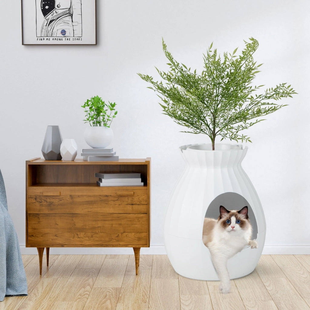 Cassetta per la sabbia per gatti smart con rimozione elettronica degli odori e sterilizzazione, Mobile per gatti Bianco-Lettini e divanetti