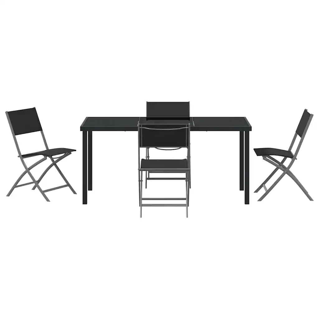 Set da Pranzo per Giardino 5 pz | Set Salotto da Giardino Nero