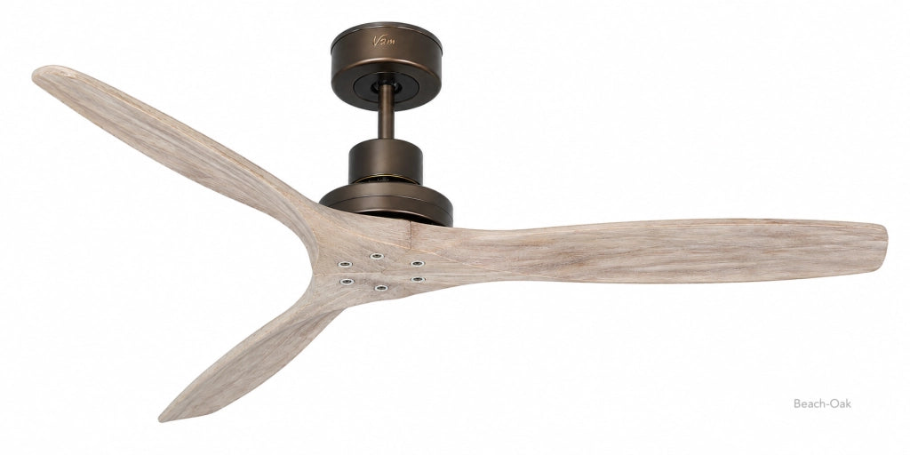 Ventilatore da soffitto KAUAI bronzo beach-oak 132 cm legno naturale con telecomando