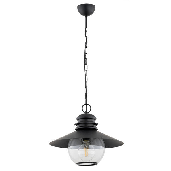 Lampada sospensione vintage nera sfera vetro Holly Ø40