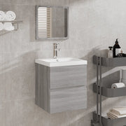 Mobile da Bagno con Lavabo e Specchio-Armadietto da bagno con Lavandino Grigio Sonoma