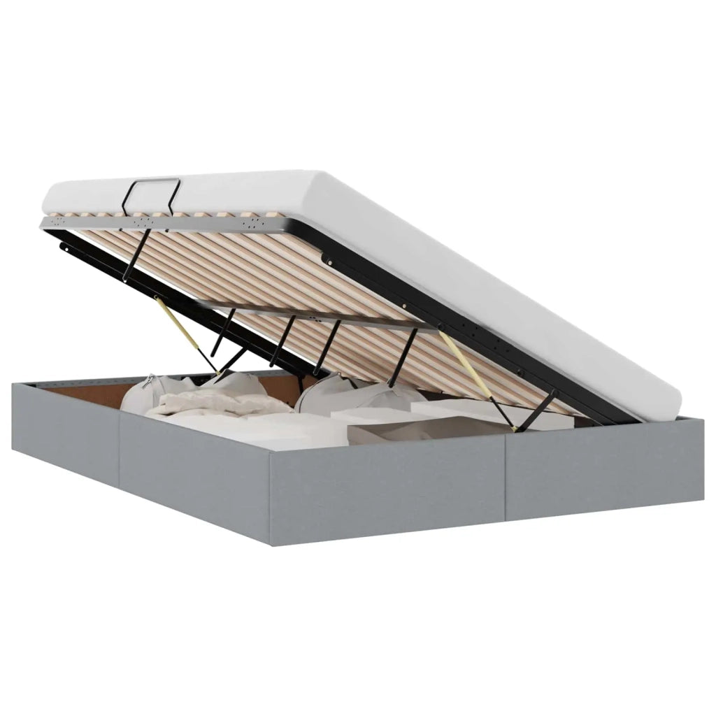 Letto con Contenitore Grigio Chiaro 135 x 190 cm Tessuto 3370046