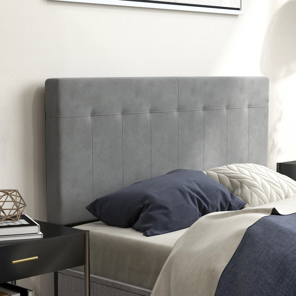 Testiera letto regolabile in altezza 3 posizioni ¨C Xylo ¨C velluto grigio con gambe in metallo 140x106/116/126 cm