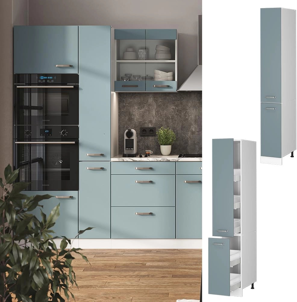 Armadio da farmacia R-Line, Grigio-blu, 30 cm, per la libera combinazione all'interno di sistemi cucina modulari