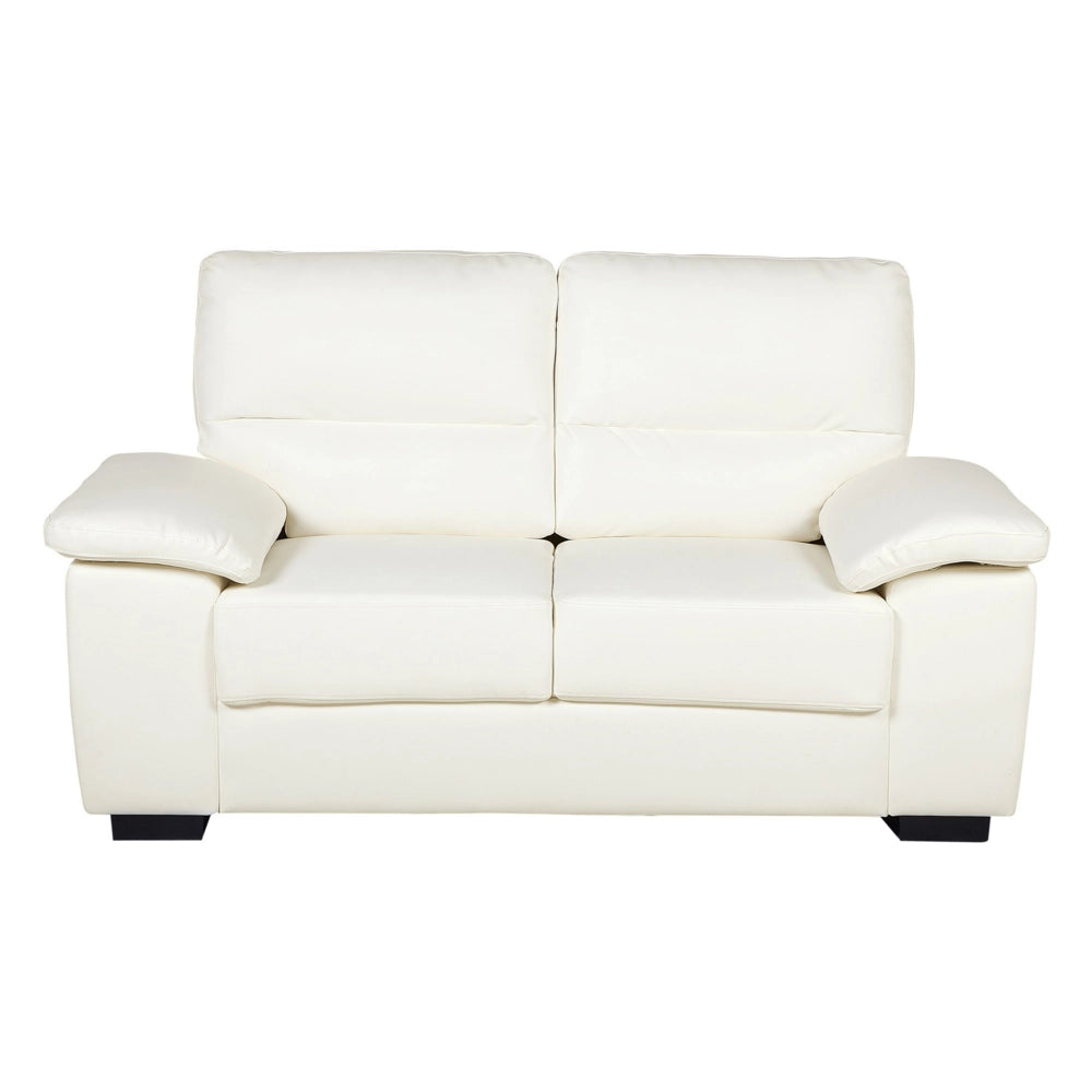 Set divano 3 + 2 posti in ecopelle color bianco sporco da soggiorno stile moderno