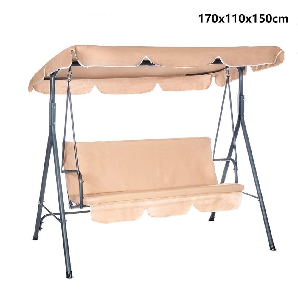 Trade Shop - Dondolo Altalena 3 Posti Con Tetto Parasole Regolabile Per Giardino Terrazzo Beige 349005 -