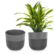 Vaso da fiori KADAX, Coprivaso, 17 cm, Plastica, Rotondo, A coste, Grigio