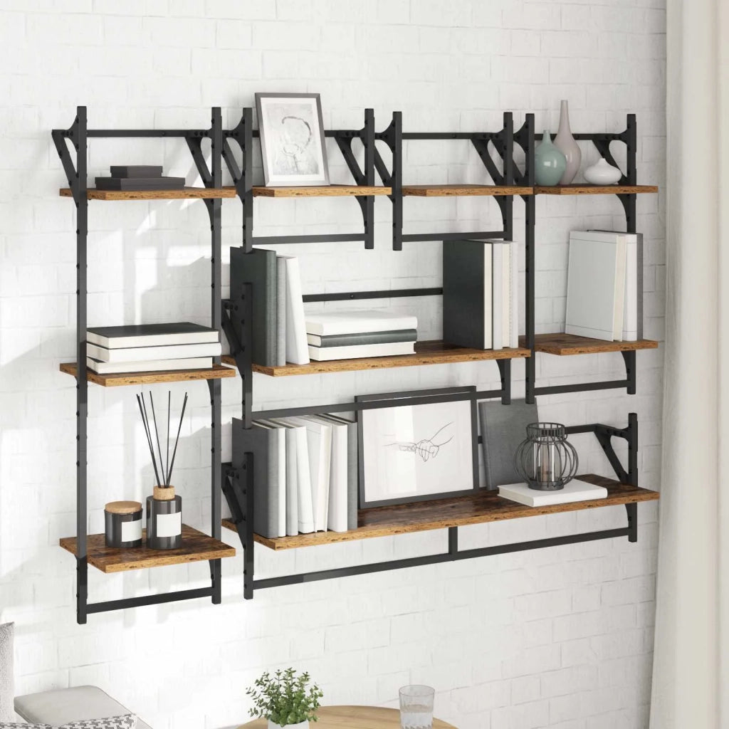 Set mensole da parete 6 pcs Legno vecchio 100 x 25 x 30 cm