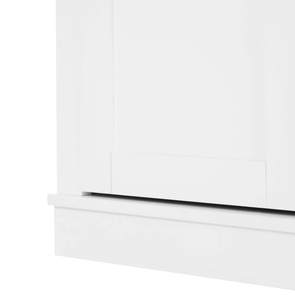 Credenza bianca in MDF con vetrina e alzatina, buffet da cucina, in stile rustico e cottage