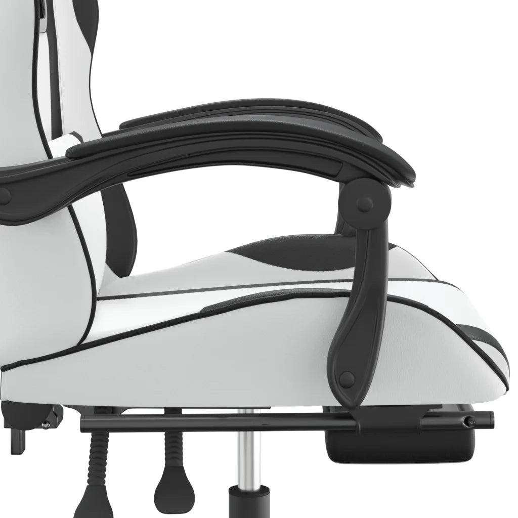 Sedia da Gaming | Sedia da e-sports con Poggiapiedi Bianco e Nero in Similpelle