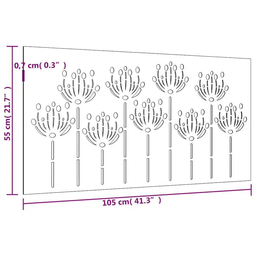 Decorazione Muro da Giardino 105x55 cm Fiore in Acciaio Corten 824499