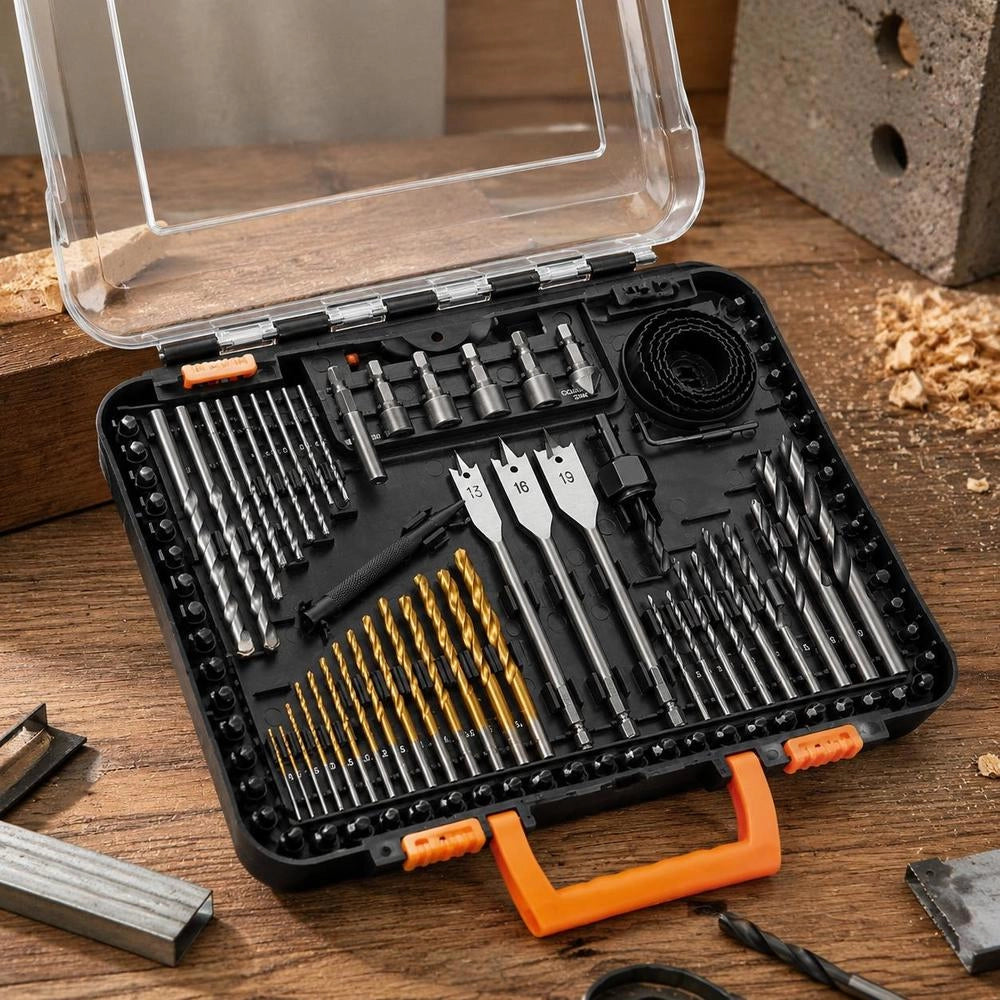Drill Bit Set, 100-piece, Screwdriver Bit Set, Suitable For Drilling And Screwdriving In Wood, Metal And Cement, Combination Drill Bit Set Sorted In An Organized Carrying Case