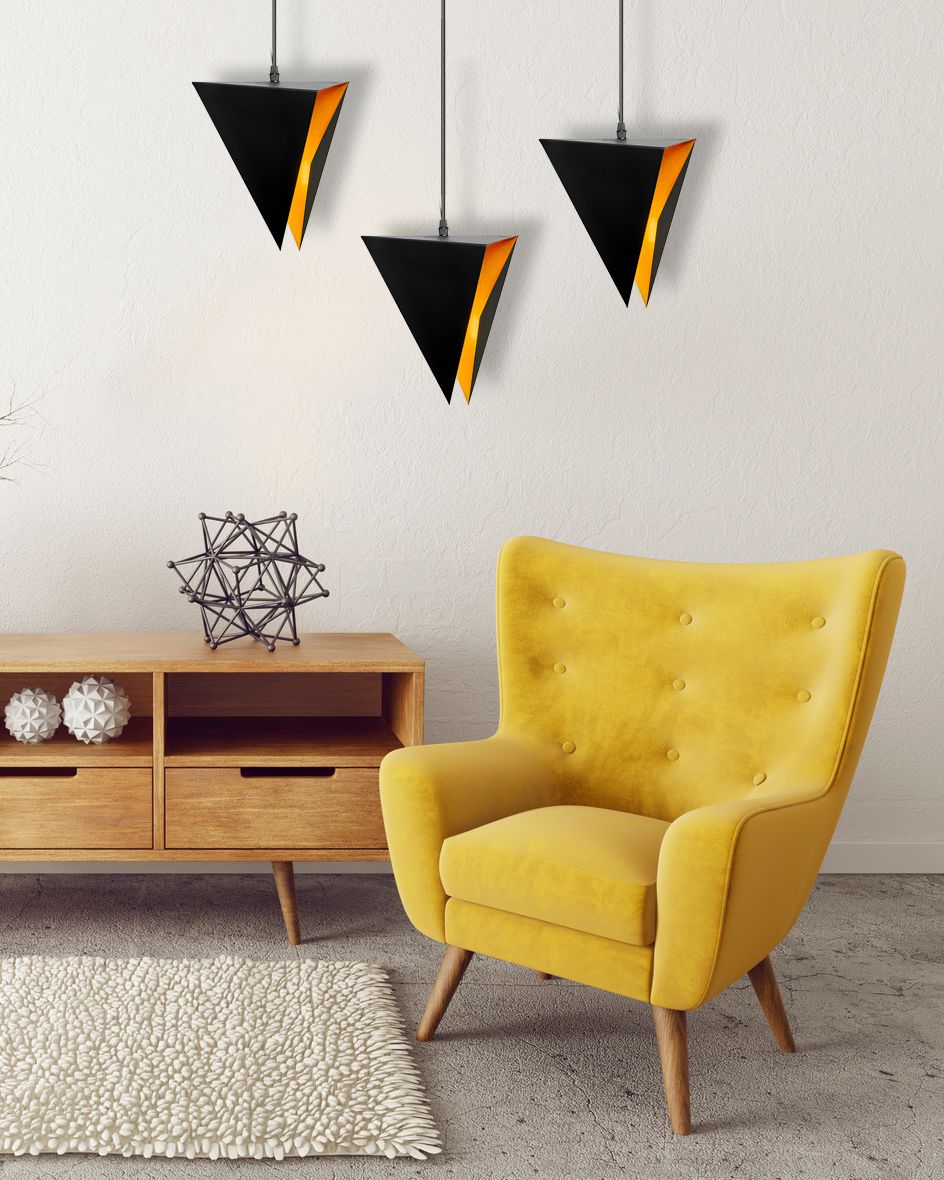 Lampada Triangolare Geometrica Nera Triplo APP254-3CP