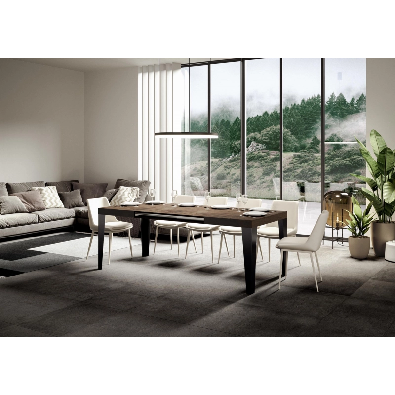 Tavolo allungabile 90x120/224 cm Flame telaio Antracite - Noce