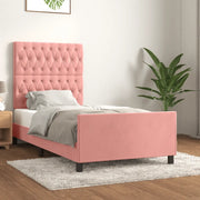 Giroletto con Testiera-Struttura Letto con testiera Rosa 100x200 cm in Velluto 374840