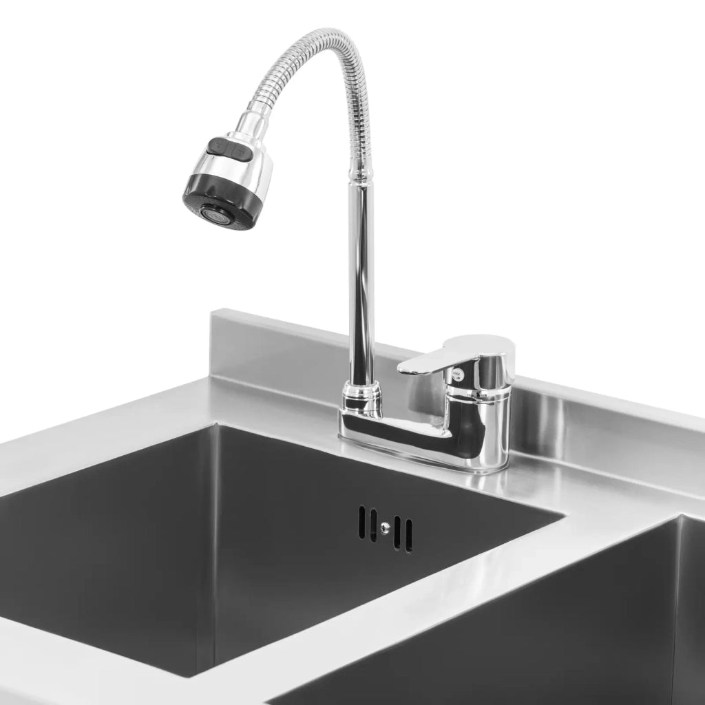 Stazione cocktail con vaschetta per il ghiaccio e portabottiglie 66 x 106 x 136 cm acciaio inox 14_0009946