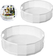 Set di 2 Lazy Susan con supporti girevoli, Organizzatore di spezie rotante, Piastra da cucina a griglia, Organizzatore di spezie per cucina, Contenitore per spezie, Rotativo per bottiglie di spezie, Ciotole per oli e ingredienti (Bianco)
