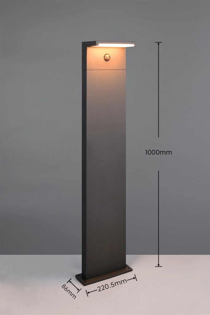 Paletto giardino RAVI LED PIR 13W nero IP54 Trio