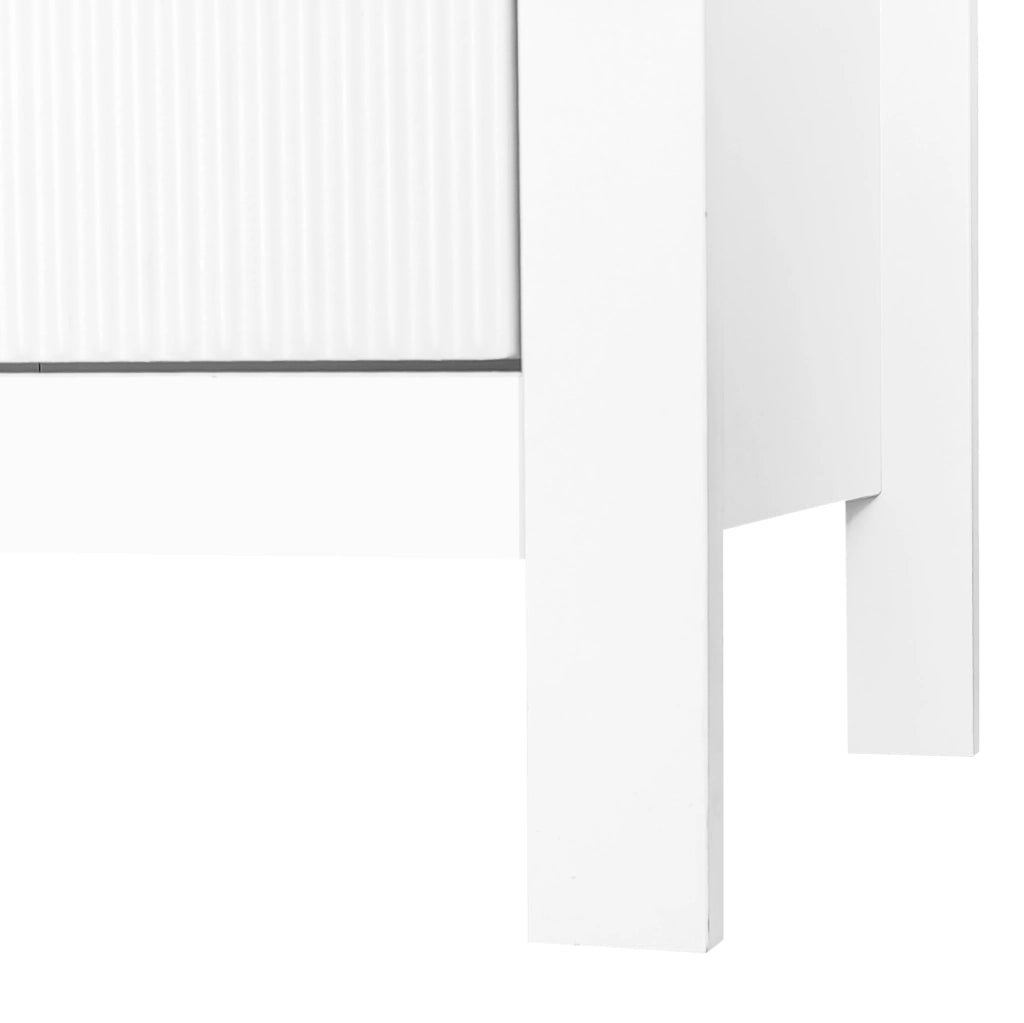 Cassettiera 79x80.5x39.5 cm con 5 cassetti; maniglie dorate; truciolare bianco