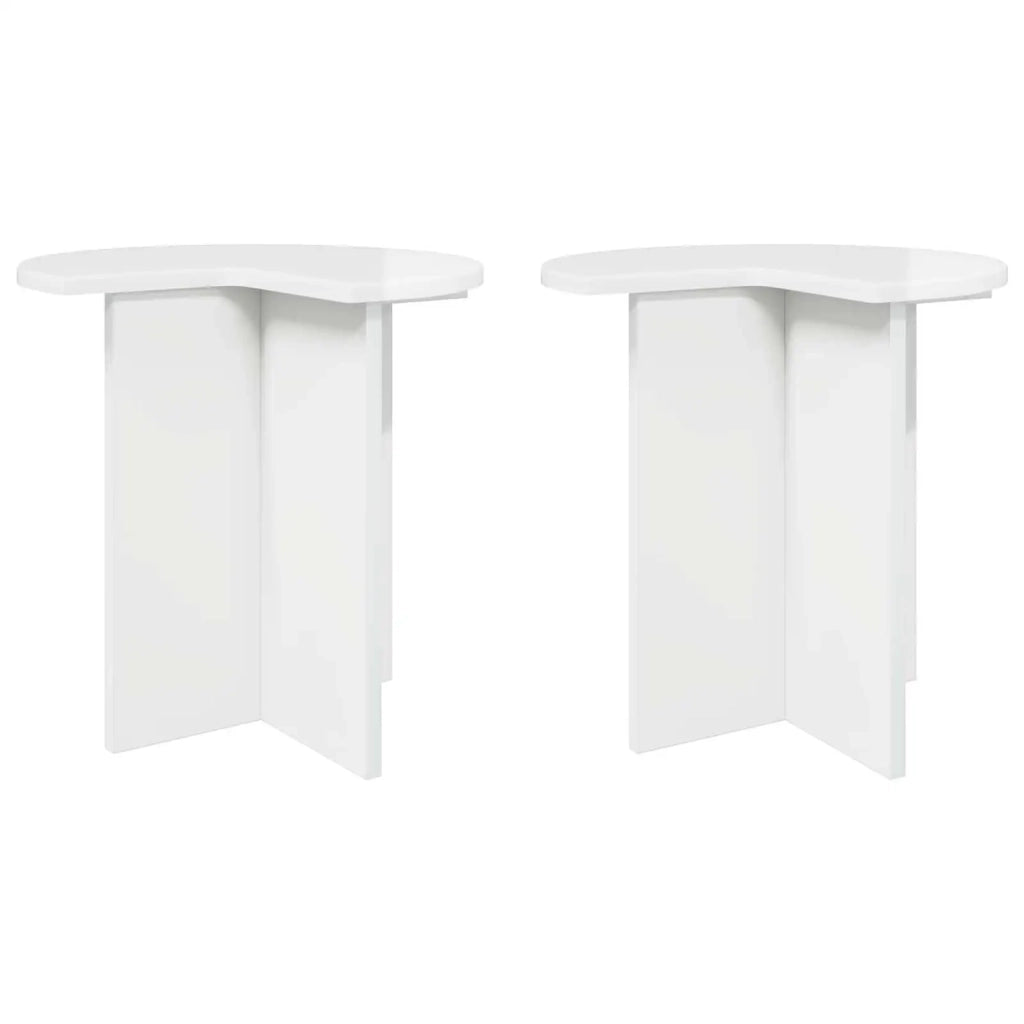 Tavolo laterale 2 pcs Bianco Lucido Ø 39 x 38 cm