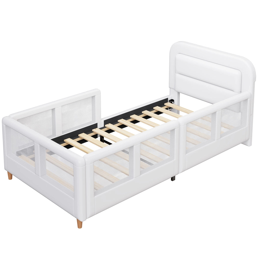 Letto imbottito 90x200 con sponde di sicurezza - Zephmum - Bianco