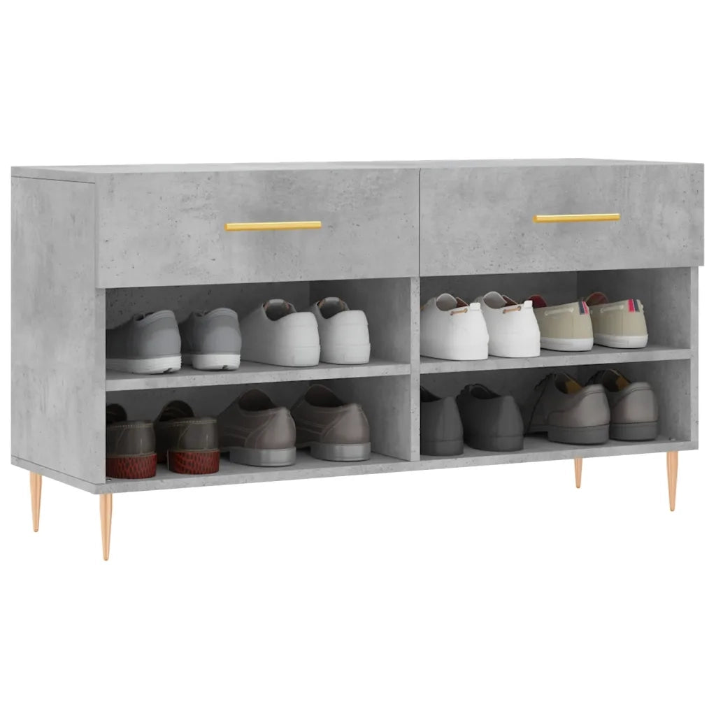 Panca Porta Scarpe | Scarpiera | Mobile per scarpe Grigio Cemento 102x35x55cm Legno Multistrato
